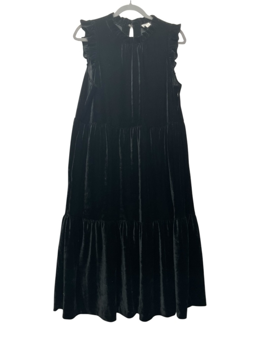 J crew Factory Black Velvet Tiered Midi-Dress Size 12 Party Whimsigoth